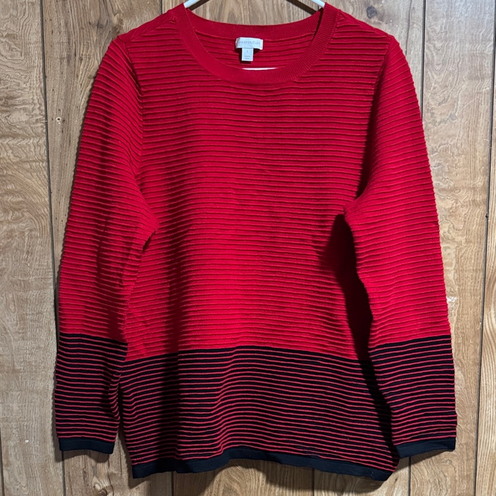 Charter Club Red and Black Women's Sweater
